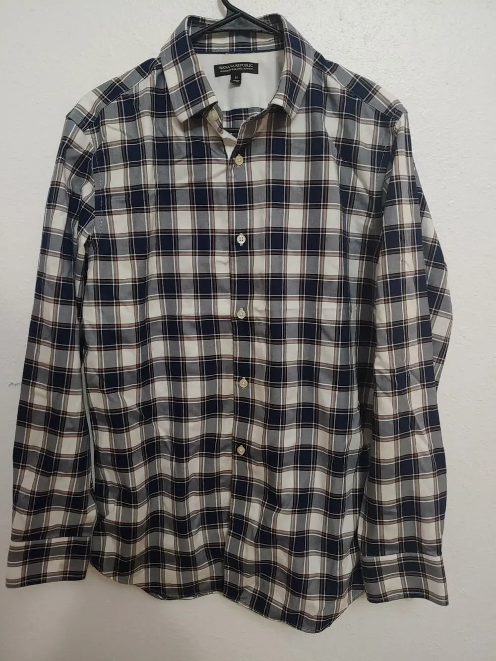 Mens Banana Republic Plaid Button Front sz M